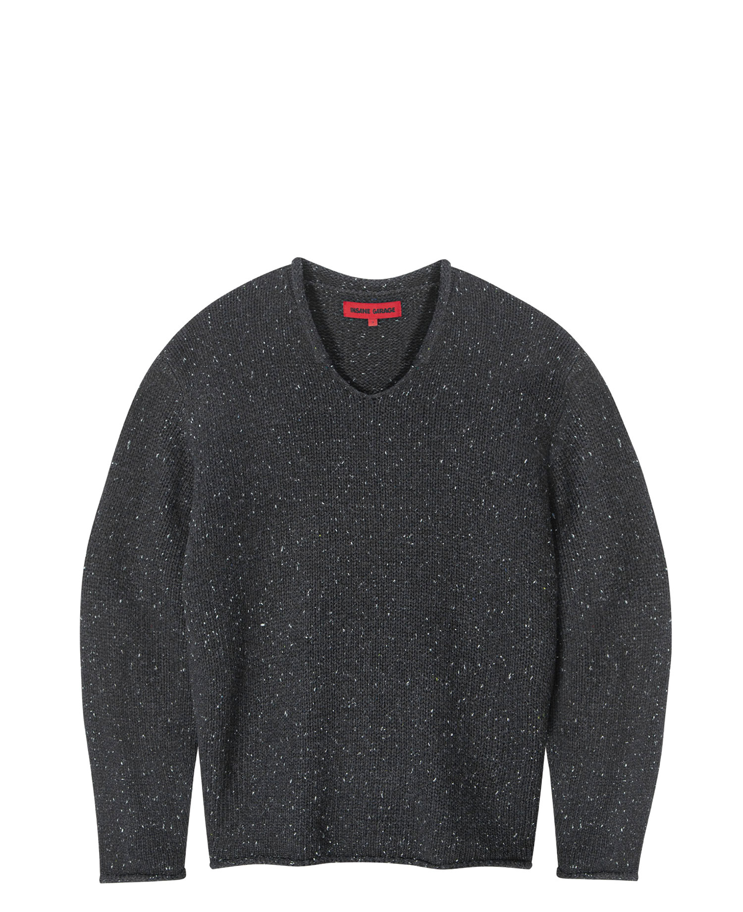 INSANE GRUNGE V-NECK KNIT_CHARCOAL