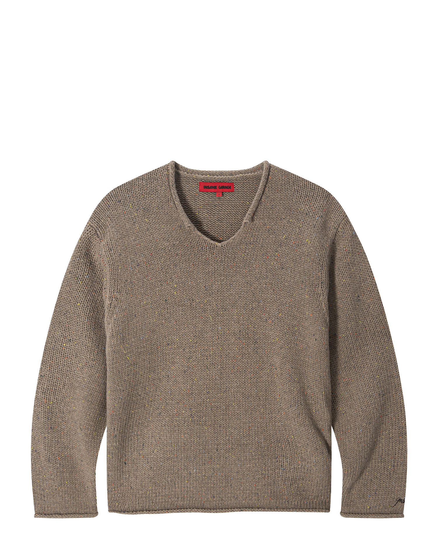INSANE GRUNGE V-NECK KNIT_BROWN