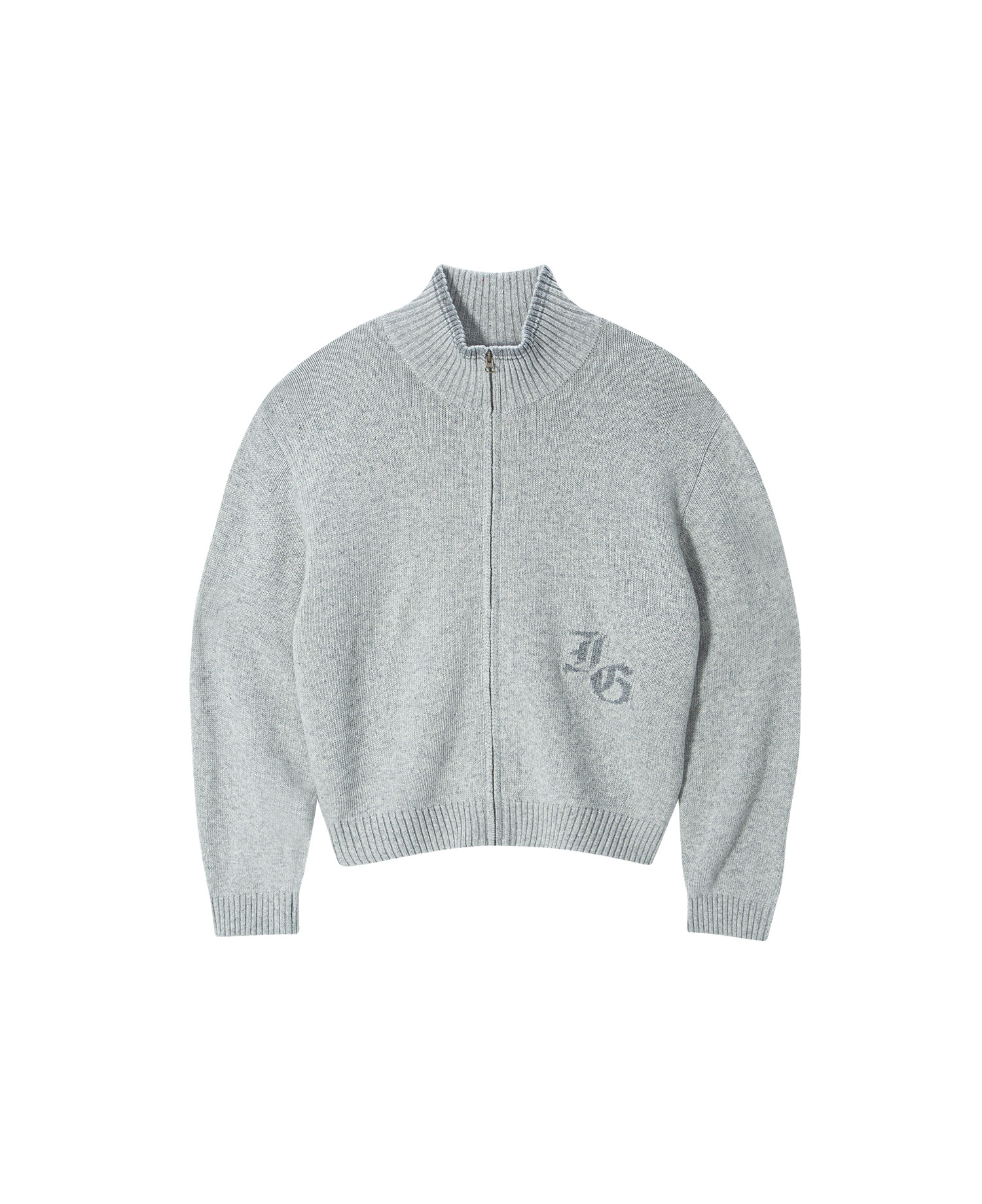 INSANE BASIC FULL ZIP-UP KNIT_OATMEAL