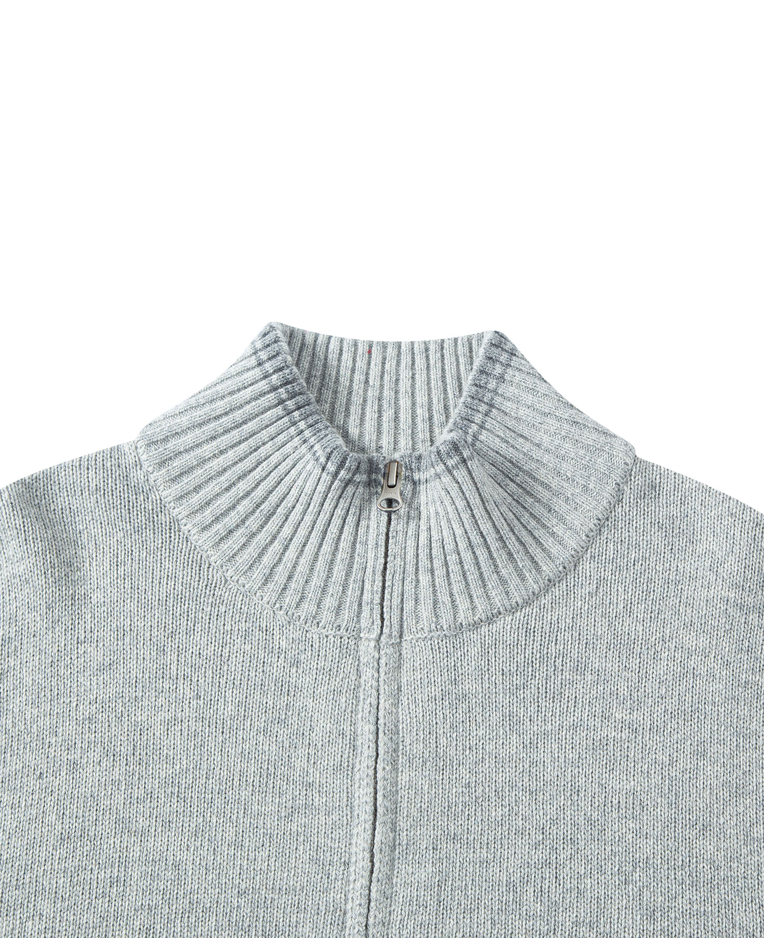 INSANE BASIC FULL ZIP-UP KNIT_OATMEAL