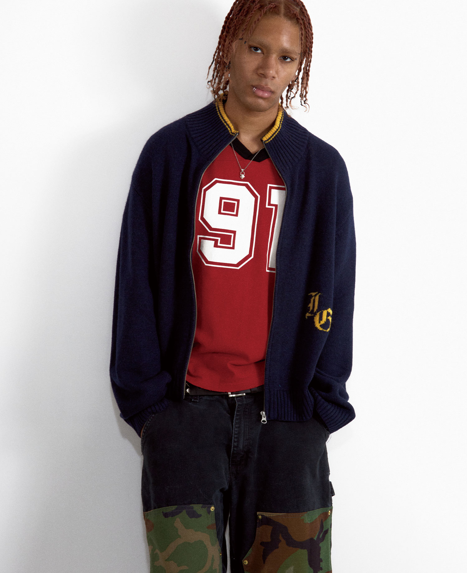 INSANE BASIC FULL ZIP-UP KNIT_NAVY