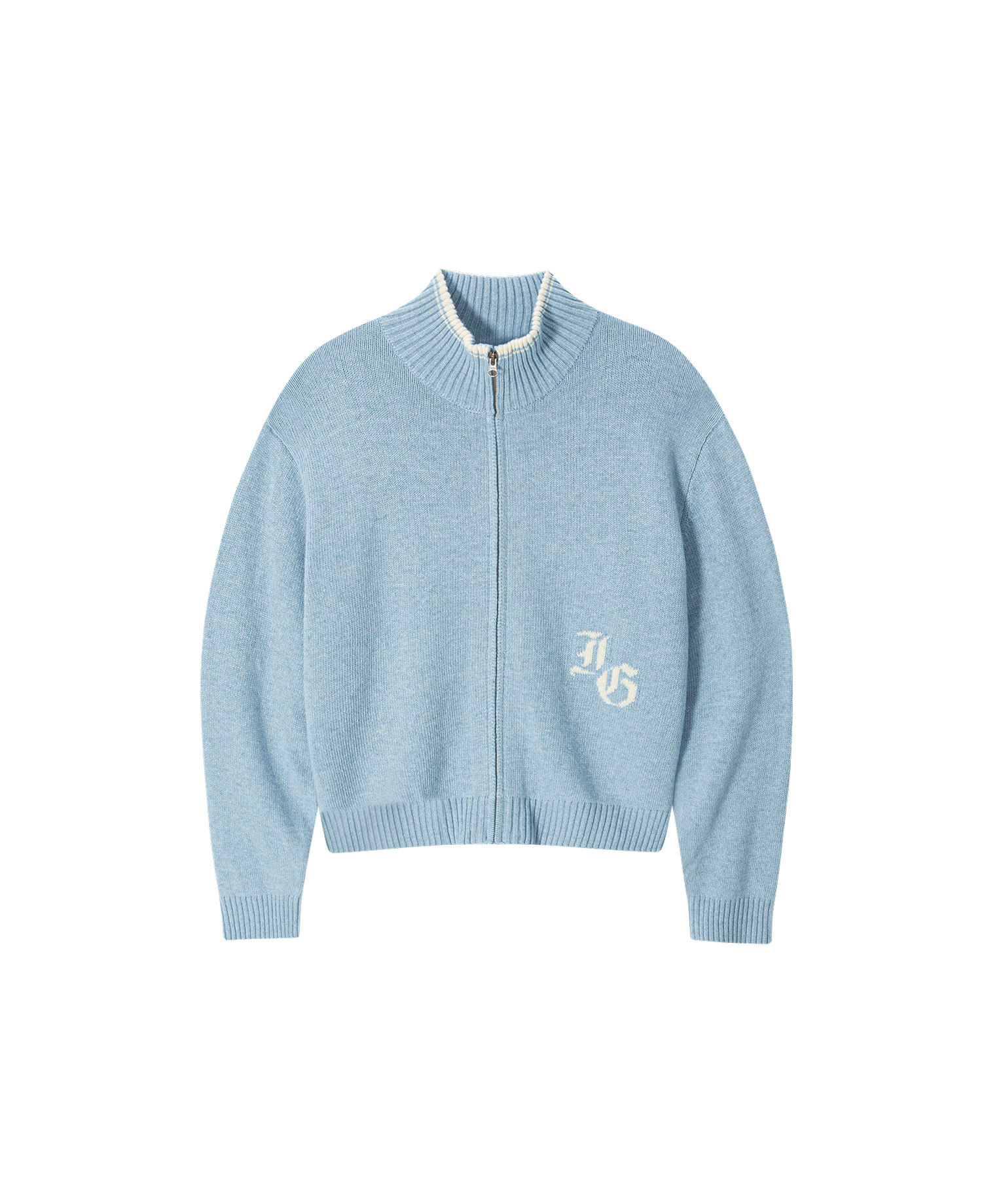 INSANE BASIC FULL ZIP-UP KNIT_LIGHT BLUE