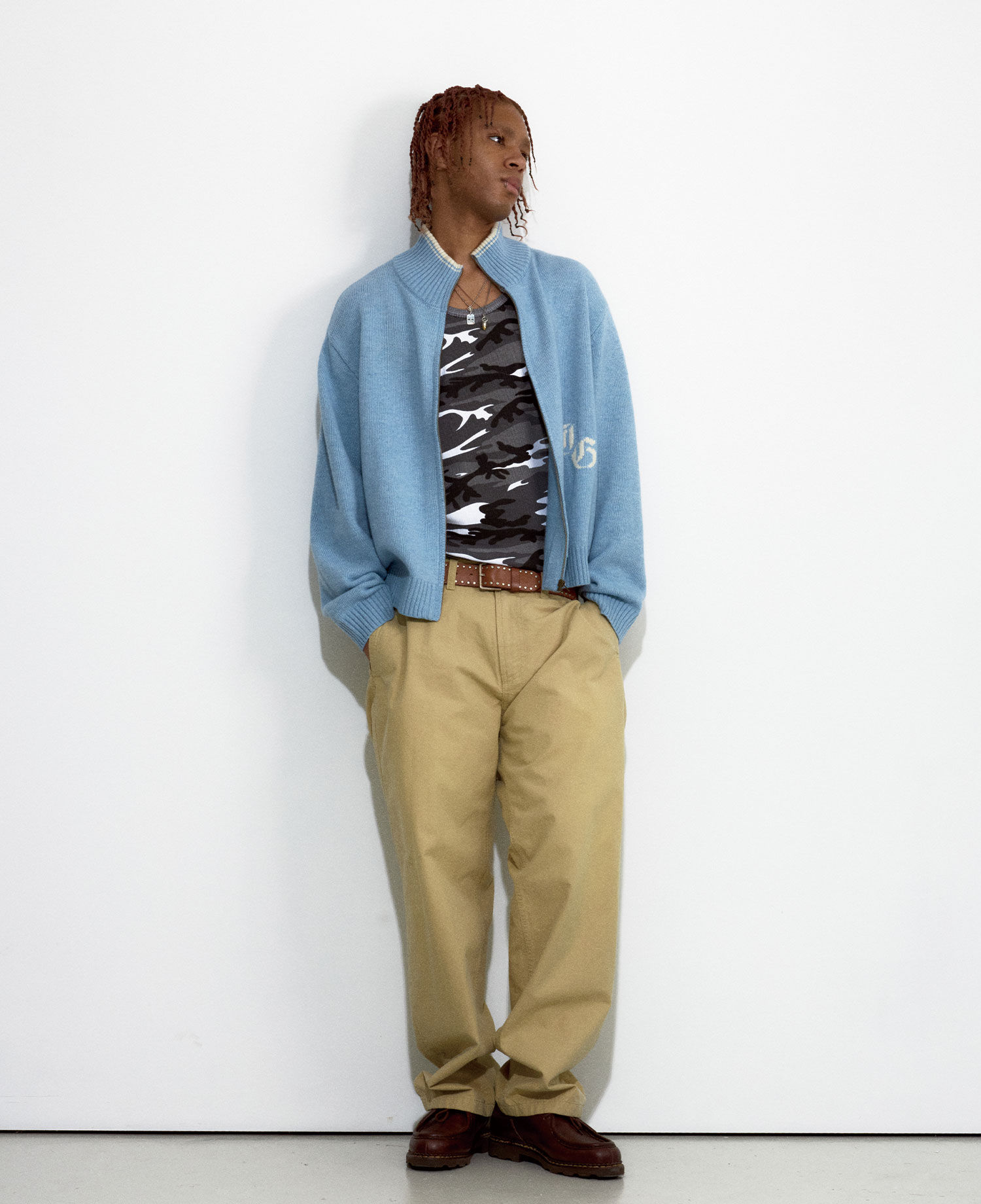 INSANE BASIC FULL ZIP-UP KNIT_LIGHT BLUE