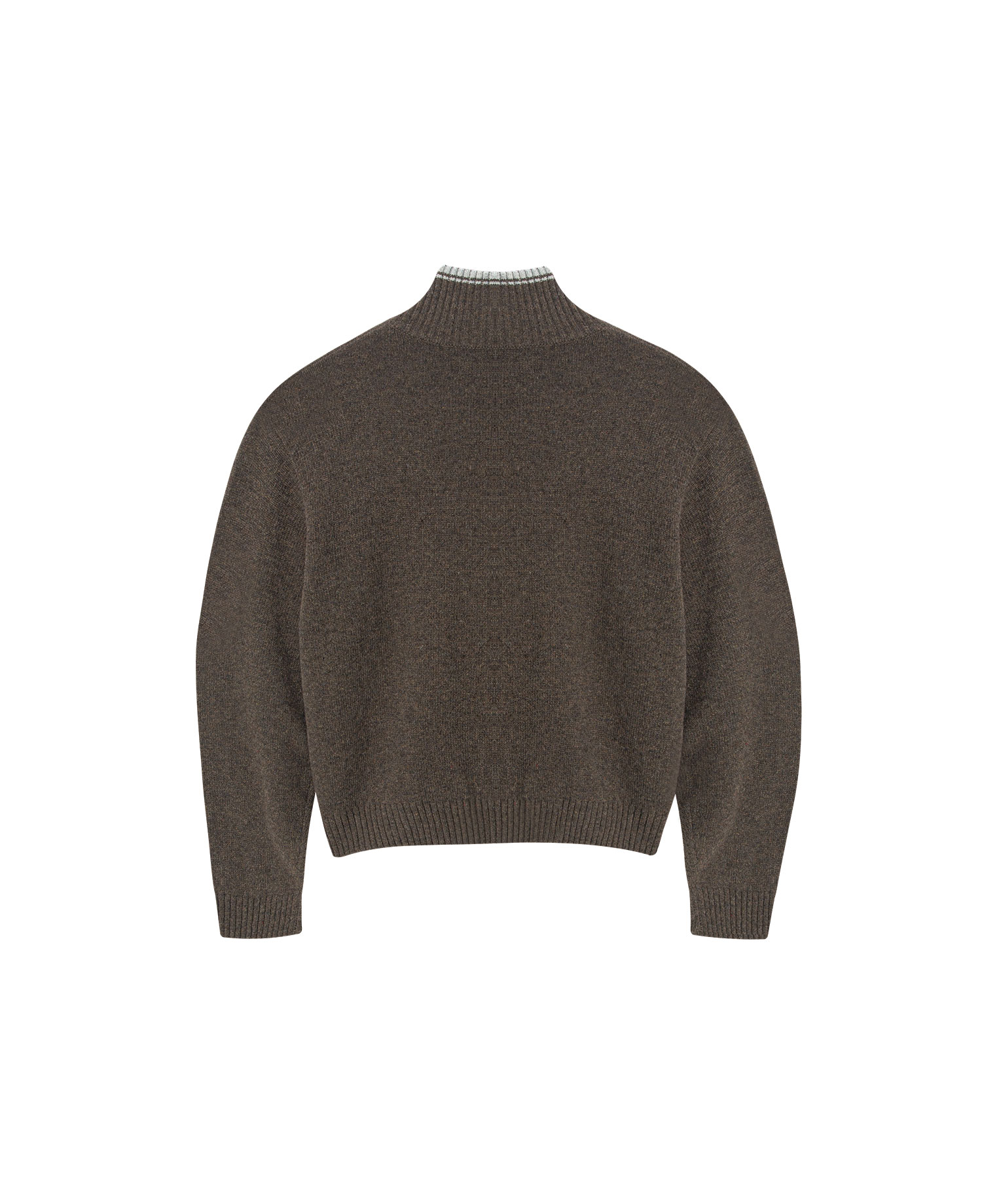 INSANE BASIC FULL ZIP-UP KNIT_KHAKI