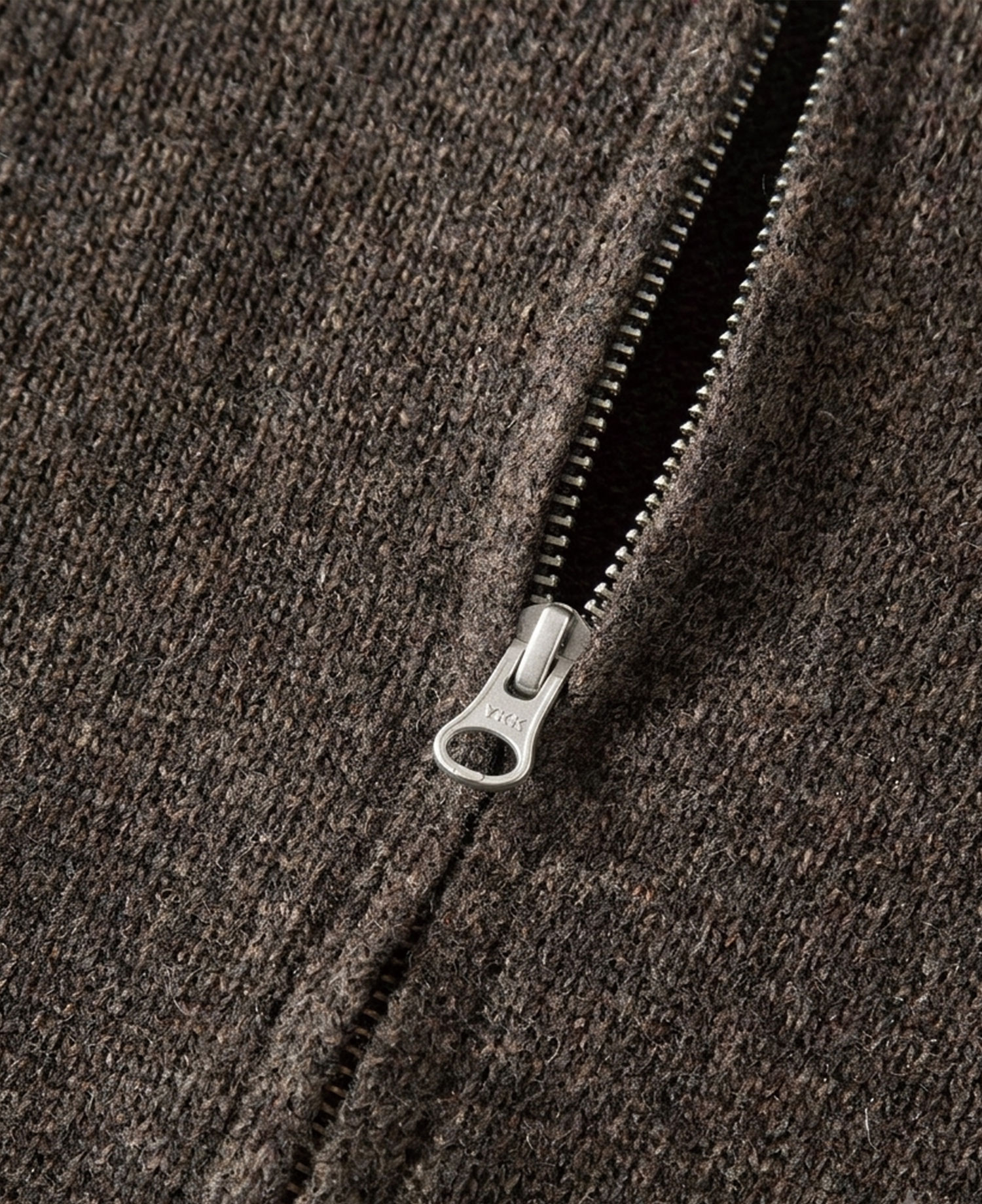 INSANE BASIC FULL ZIP-UP KNIT_KHAKI