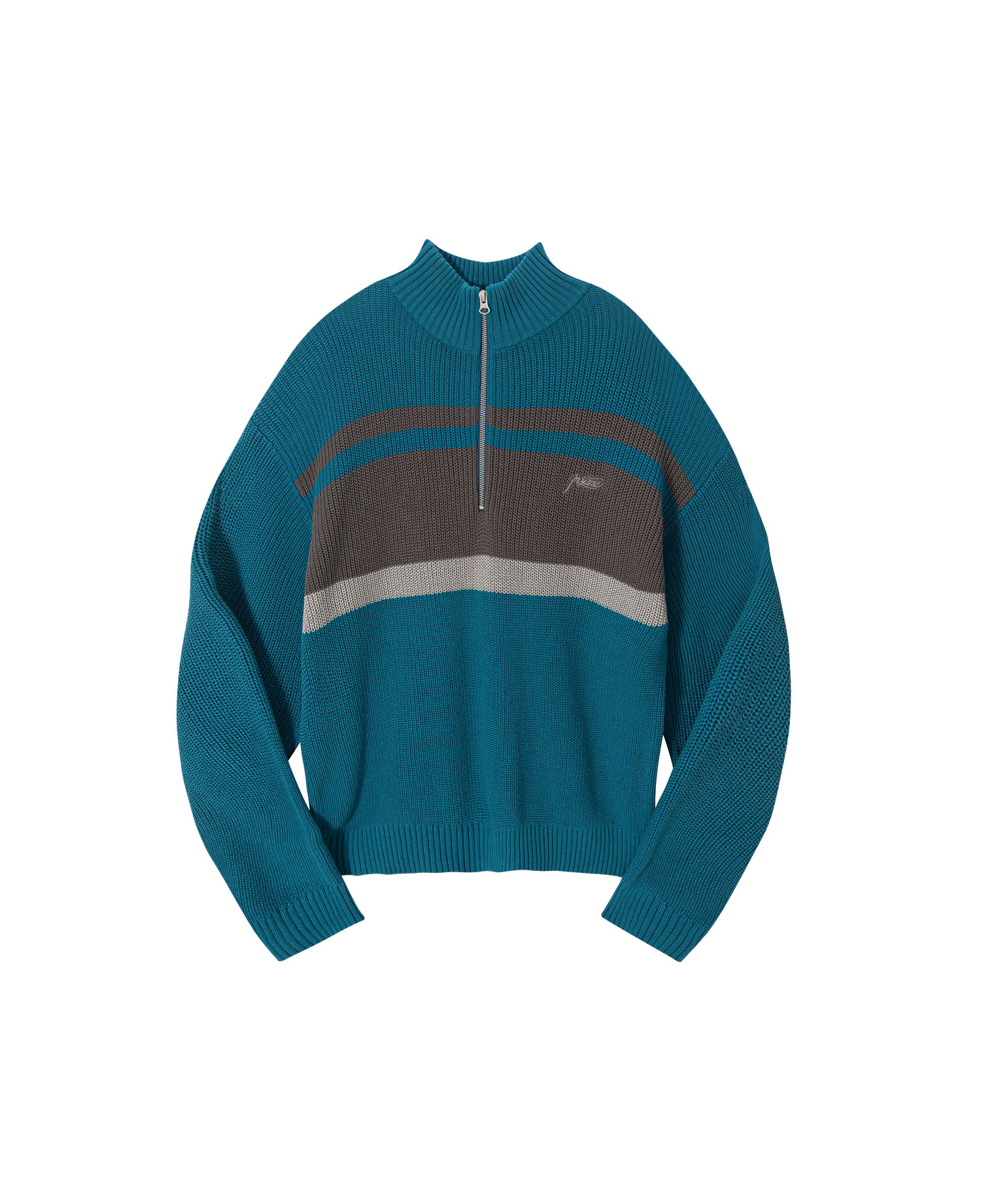 INSANE BASIC HALF ZIP-UP KNIT_TEAL