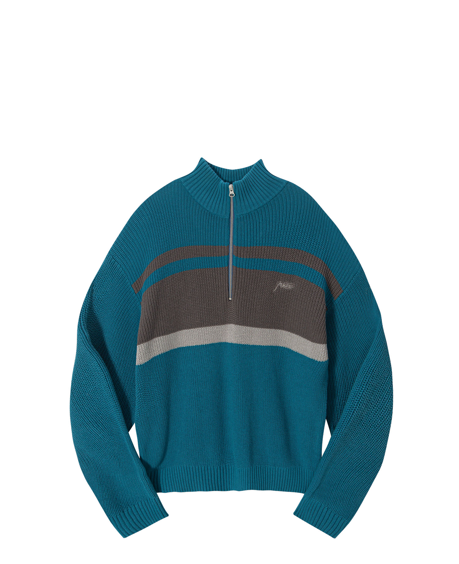 INSANE BASIC HALF ZIP-UP KNIT_TEAL