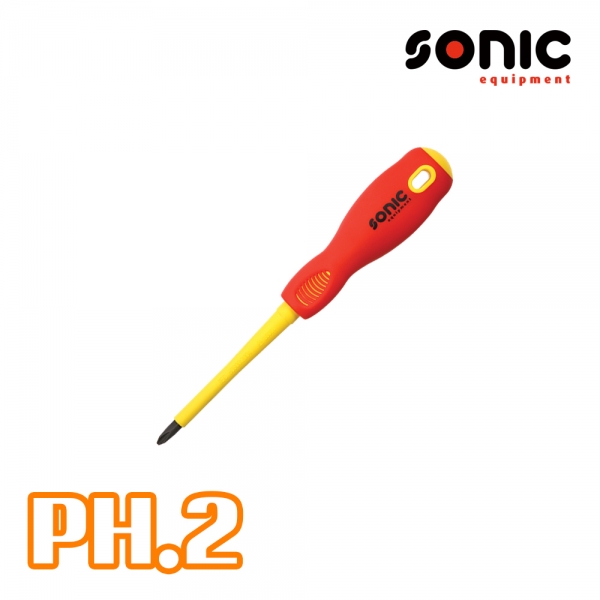 소닉 절연드라이버 PH.2 십자드라이버 100L VDE 절연공구 1612