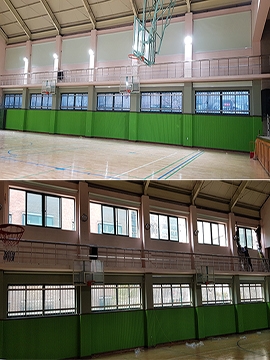 [상봉중학교] 체육관 전동블라인드, 암막롤스크린