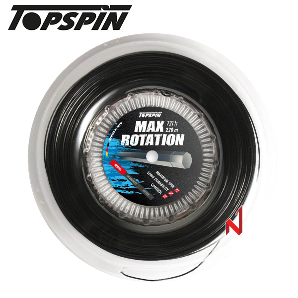 탑스핀 테니스스트링 맥스 로테이션 1.18/1.22/1.27mm 220M BK