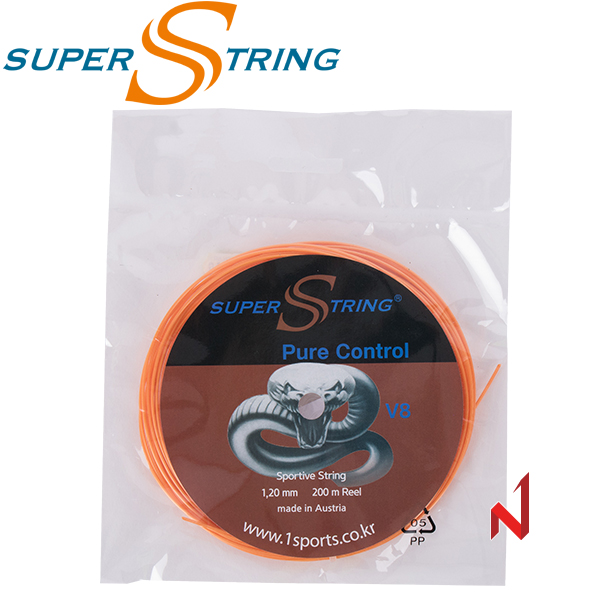 슈퍼스트링 테니스스트링 V8 퓨어 컨트롤 1.20/1.25mm 12M 오렌지/화이트/블랙/그린