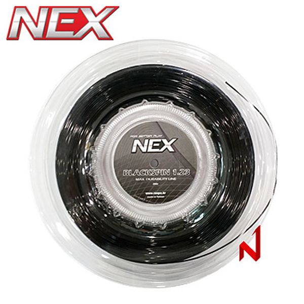 넥스 테니스 스트링 BLACKSPIN 블랙스핀 1.25/1.30 200M 블랙