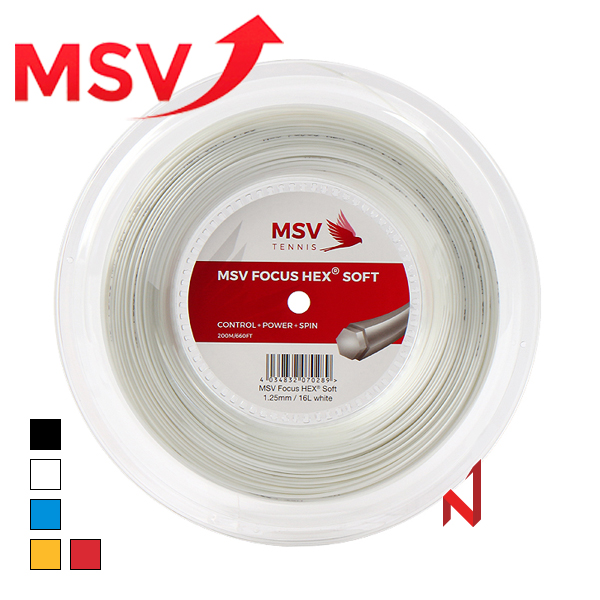 MSV 테니스스트링 포커스헥스 소프트 1.15/1.20/1.25mm 200M 6각 5색상