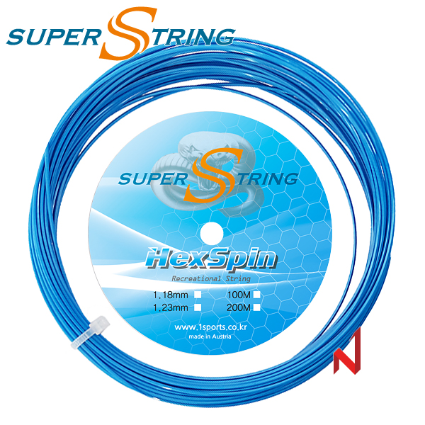 슈퍼스트링 테니스스트링 헥스핀 1.18/1.23mm 12M 블루