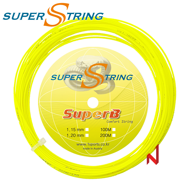 슈퍼스트링 테니스스트링 슈퍼비 1.15/1.20mm 12M 네온옐로우
