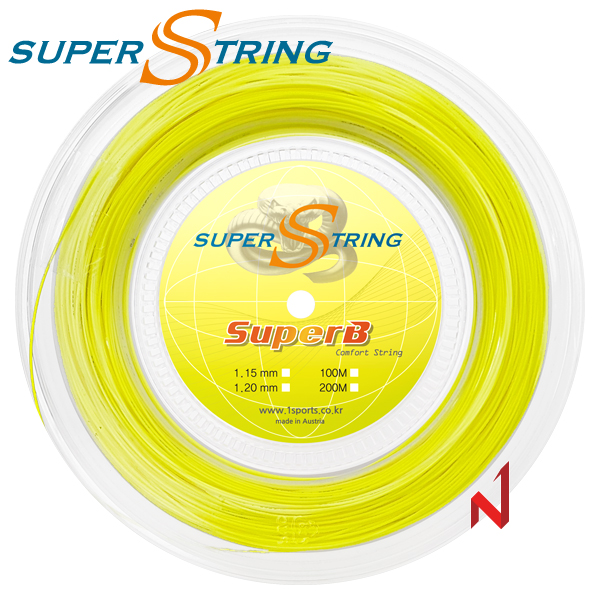 슈퍼스트링 테니스스트링 슈퍼비 1.15/1.20mm 200M 네온옐로우