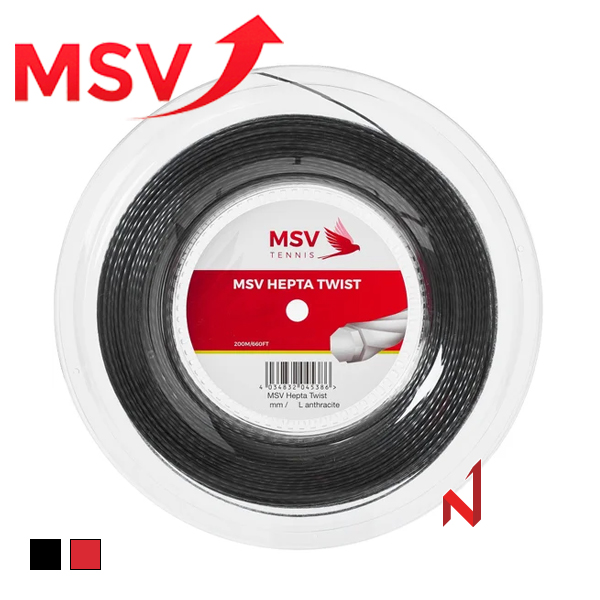 MSV 테니스스트링 헵타 트위스트 1.20mm [200M] BK,RD