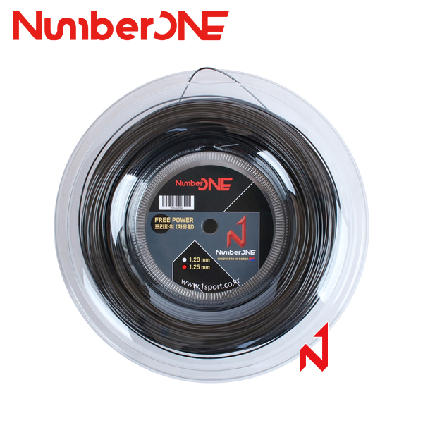 [런칭기념행사 1+1] 넘버원 테니스스트링 프리파워 1.20/1.25mm 원형폴리 BK 200M