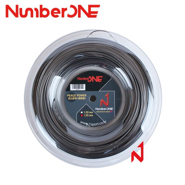 [런칭기념행사 1+1] 넘버원 테니스스트링 피스파워 1.20/1.25mm 원형폴리 D/GY 200M