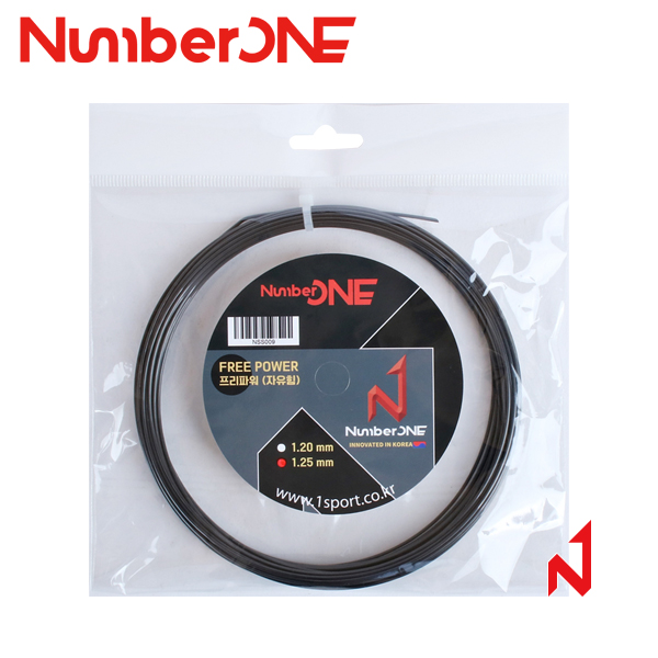 [런칭기념행사 1+1] 넘버원 테니스스트링 프리파워 1.20/1.25mm 원형폴리 BK 12M