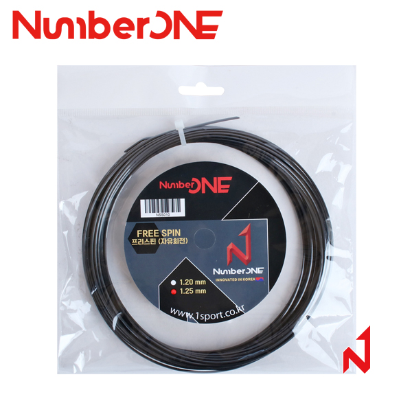 [런칭기념행사 1+1] 넘버원 테니스스트링 프리스핀 1.20/1.25mm 6각폴리 BK 12M