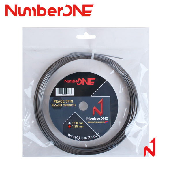 [런칭기념행사 1+1] 넘버원 테니스스트링 피스스핀 1.20/1.25mm 6각폴리 D/GY 12M