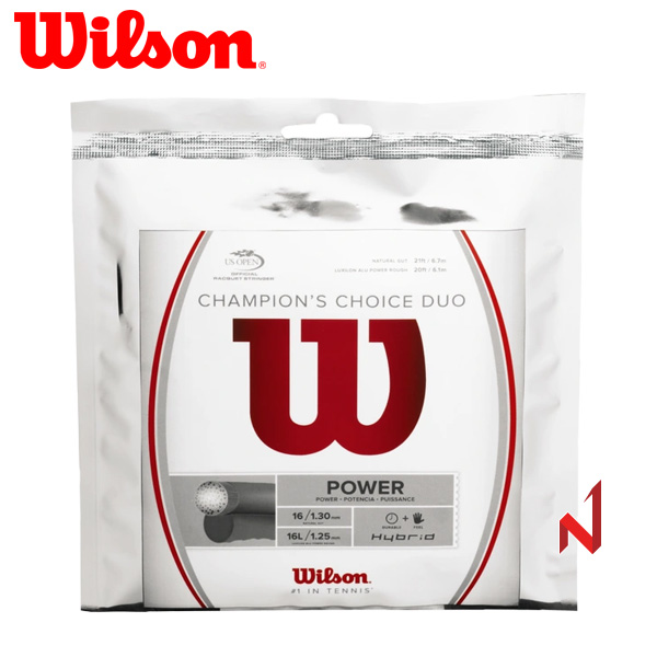 윌슨 테니스스트링 챔피온스 초이스 듀오 (ALU ROUGH + GUT) 1.30,1.25mm 12M 하이브리드/원형