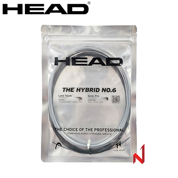 헤드 테니스스트링 팀헤드 하이브리드 No.6 1.25mm 12M TR/BK