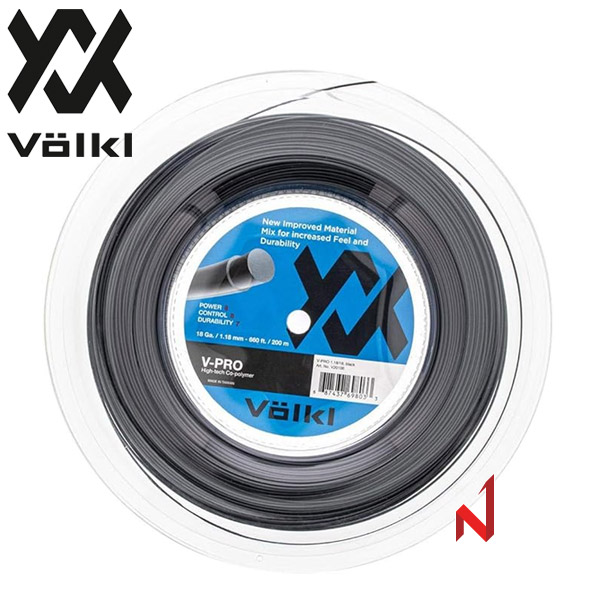 뵐클 테니스스트링 V-PRO 1.18mm/1.23mm 200m BK/BL