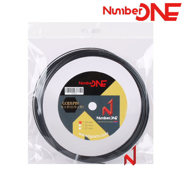 ★출시기념3+1행사★넘버원 테니스스트링 갓스핀(신의스핀) 1.18/1.23/1.27mm 6각폴리 BK 12M