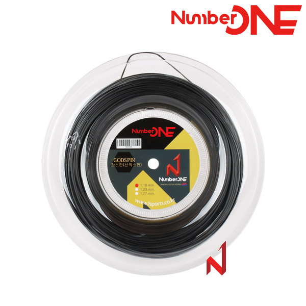 ★출시기념3+1행사★넘버원 테니스스트링 갓스핀(신의스핀) 1.18/1.23/1.27mm6각폴리 BK 200M