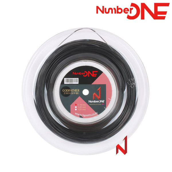 ★출시기념3+1행사★넘버원 테니스스트링 갓파더(대부줄) 1.18/1.23/1.27mm 원형폴리 BK 200M
