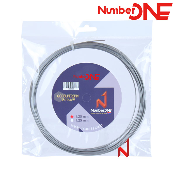 ★출시기념3+1행사★넘버원 테니스스트링 갓슈퍼스핀 1.20/1.25mm B/GY 12M