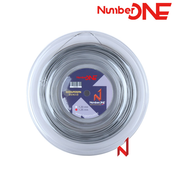 ★출시기념3+1행사★넘버원 테니스스트링 갓슈퍼스핀 1.20/1.25mm B/GY 200M