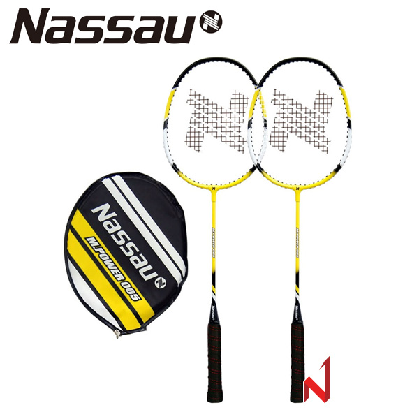 &spades;라켓 창고대방출&spades;낫소 배드민턴라켓 M.파워 005 (라켓2자루+헤드커버)