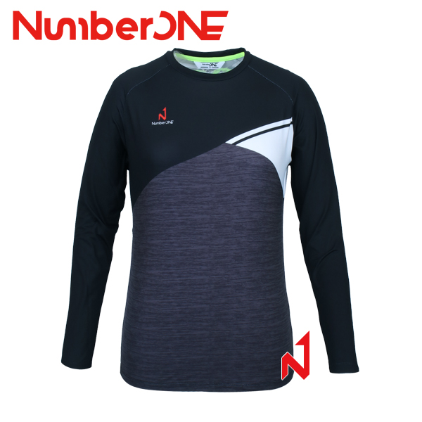 넘버원 긴팔티 라운드 NWTL12101 BK/GY 여성