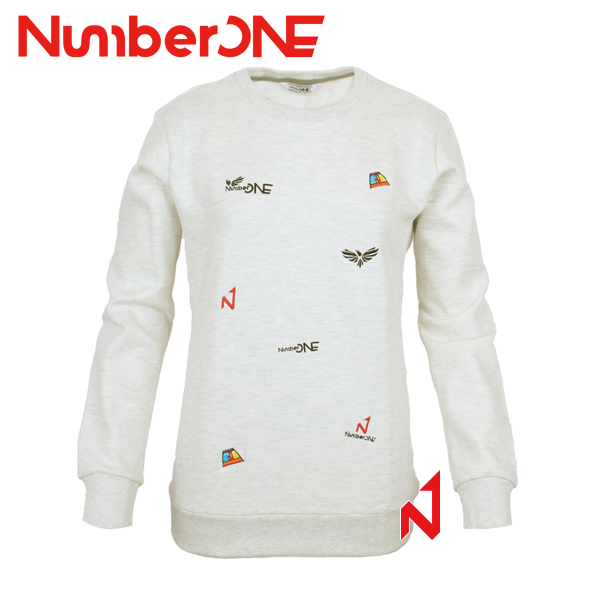 넘버원 긴팔티 맨투맨 NWTL12105 아이보리 여성