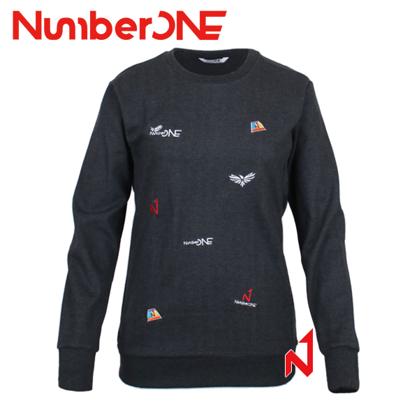 넘버원 긴팔티 맨투맨 NWTL12106 챠콜 여성