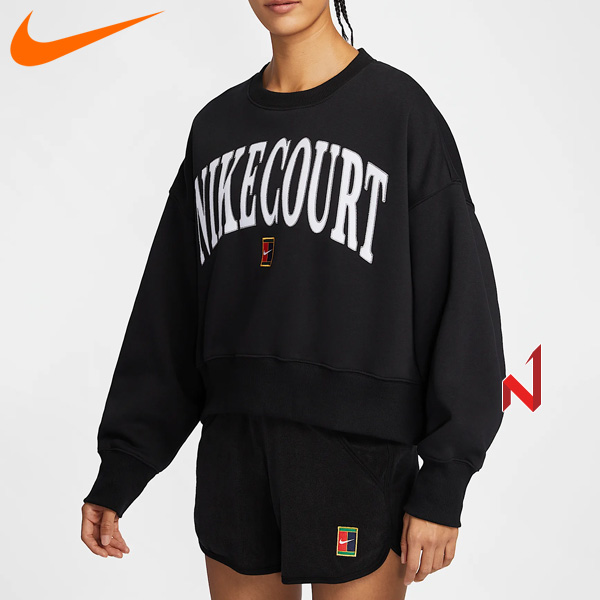 2025나이키 긴팔티 피닉스 플리스 오버 오버사이즈 크루넥 테니스 스웨트셔츠 HQ0352-010 여성