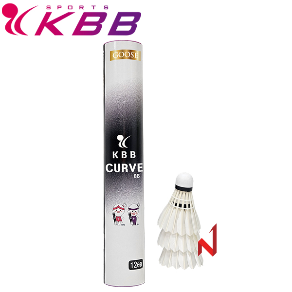 KBB 배드민턴셔틀콕 KBB 커브88 거위털 시합구 12개입