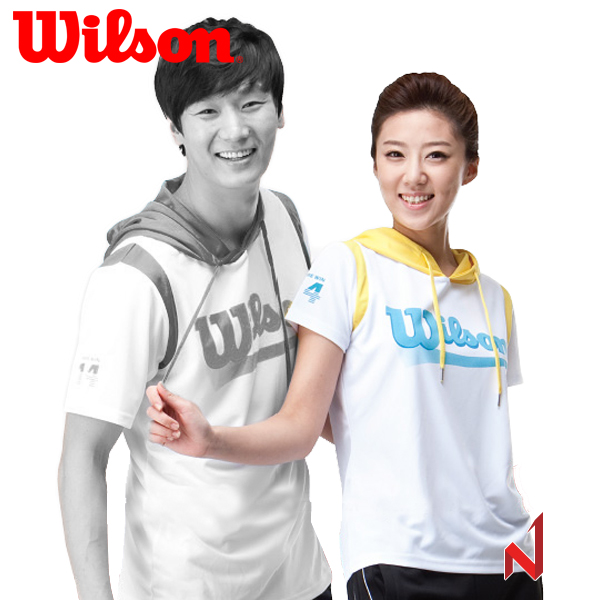 ◆온라인 창고대방출◆윌슨 후드 반팔티 W8-003 화이트/옐로우 여성