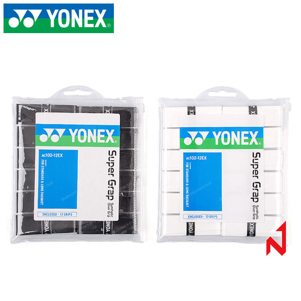 요넥스 오버그립 AC102EX-12 슈퍼그립 12PK BK/WH