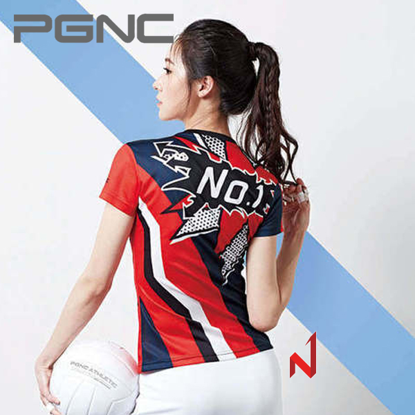 [No1.아울렛]패기앤코 U라인 반팔 티셔츠 UST-402 레드/네이비 여성