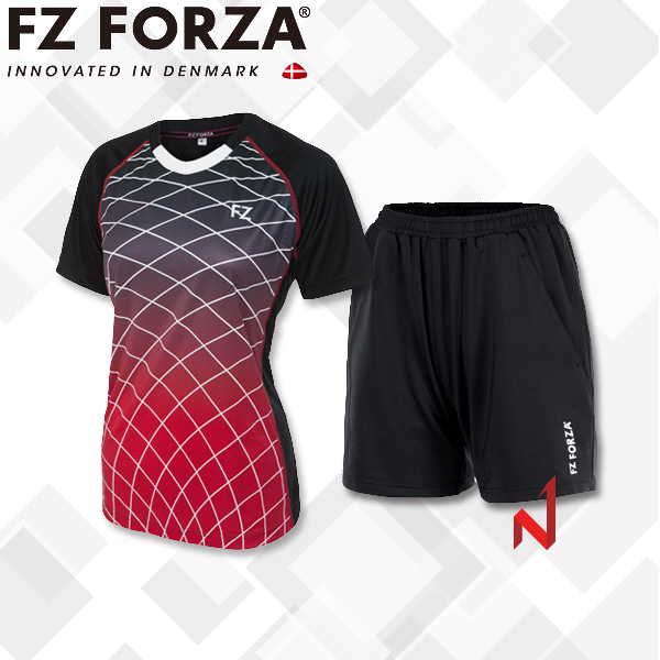 포르자 세트의류 반팔티 + 반바지 레지 폴로 레드 301715 + 구비오 301967A-0008 여성