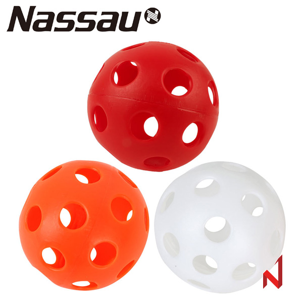 낫소 플로어볼 볼 NSC-R236BB 1개 OR/WH/RD