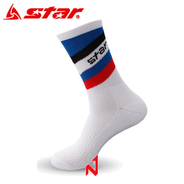 스타 스포츠양말 장목 TO512 화이트/블루/레드