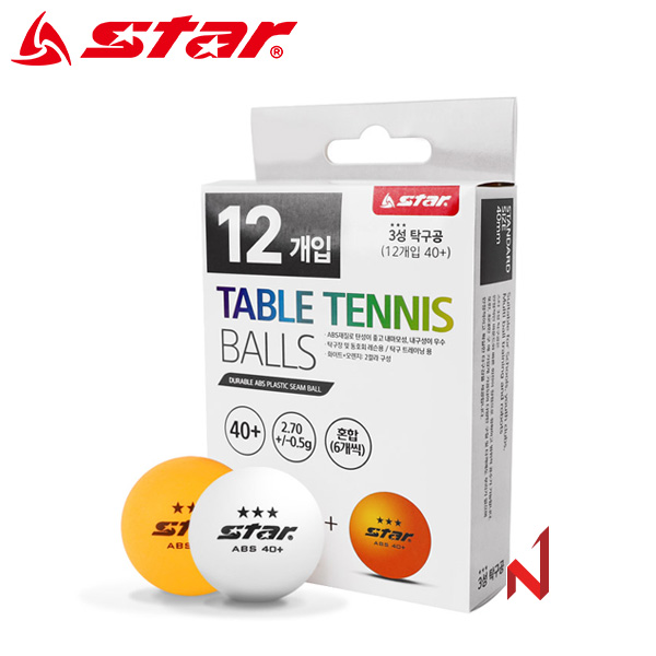 스타 탁구공 3성 (12개입) GB231 화이트+오렌지