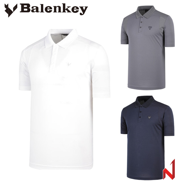 발렌키 반팔티 미니홀 메쉬 배색 카라 BM232T207 3색상 공용