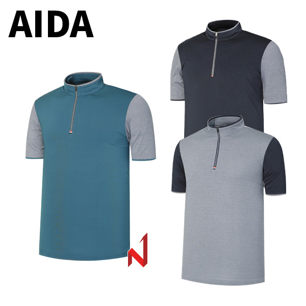 AIDA 반팔티 스판 카치온 소매 배색 AME2T01 3색상 공용