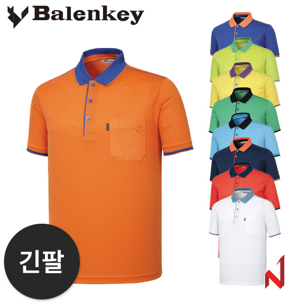 발렌키 긴팔티 쿨 미니홈 단추 배색 카라 NT09 9색상 공용